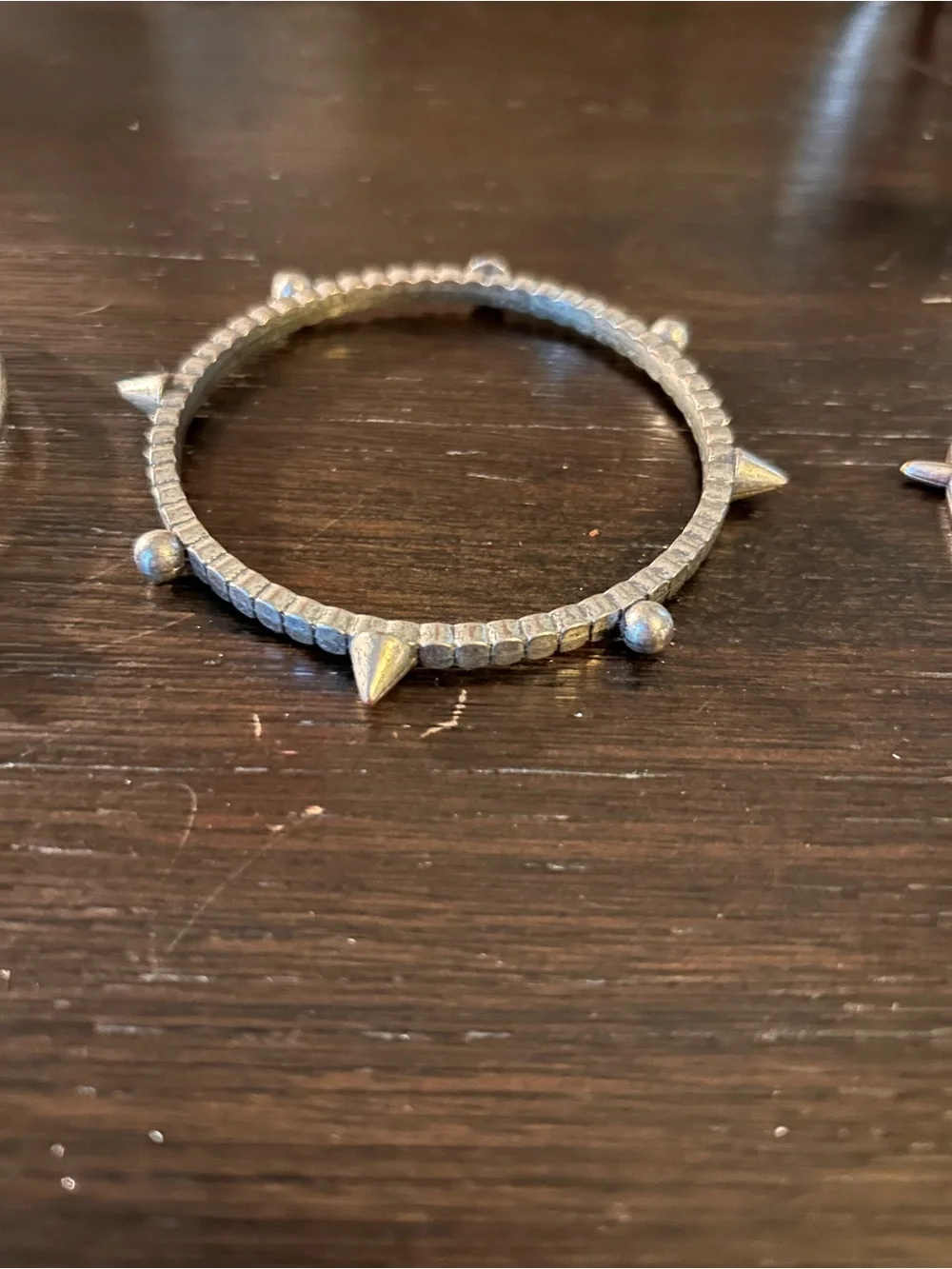 Silver Tone Spike Stackable Bangle Bracelet